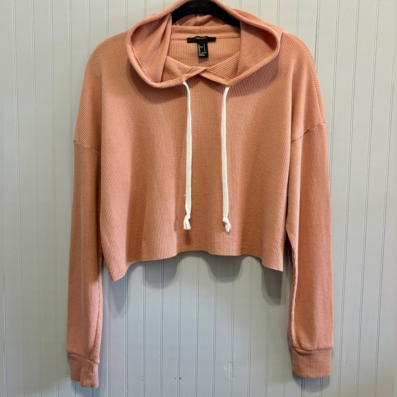 Forever 21 Cropped Waffle Knit Hoodie Size S - Picture 5 of 9